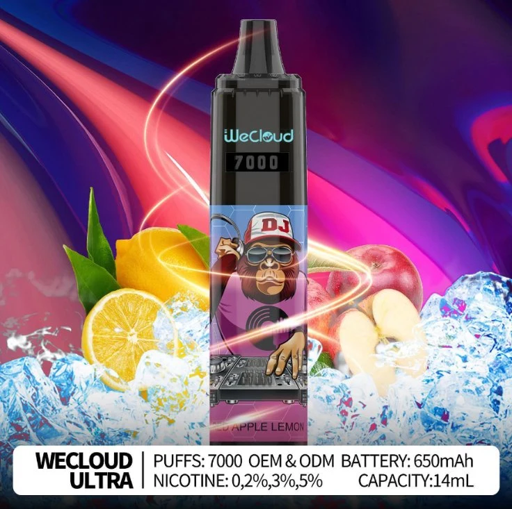 Wecloud OEM Fabrik Günstige Großhandel/Lieferant Custom Einweg Vape Pen Aroma King Typ C E Zigarette wiederaufladbare Vapes RGB glühenden Randm Tornado 7000 Puff