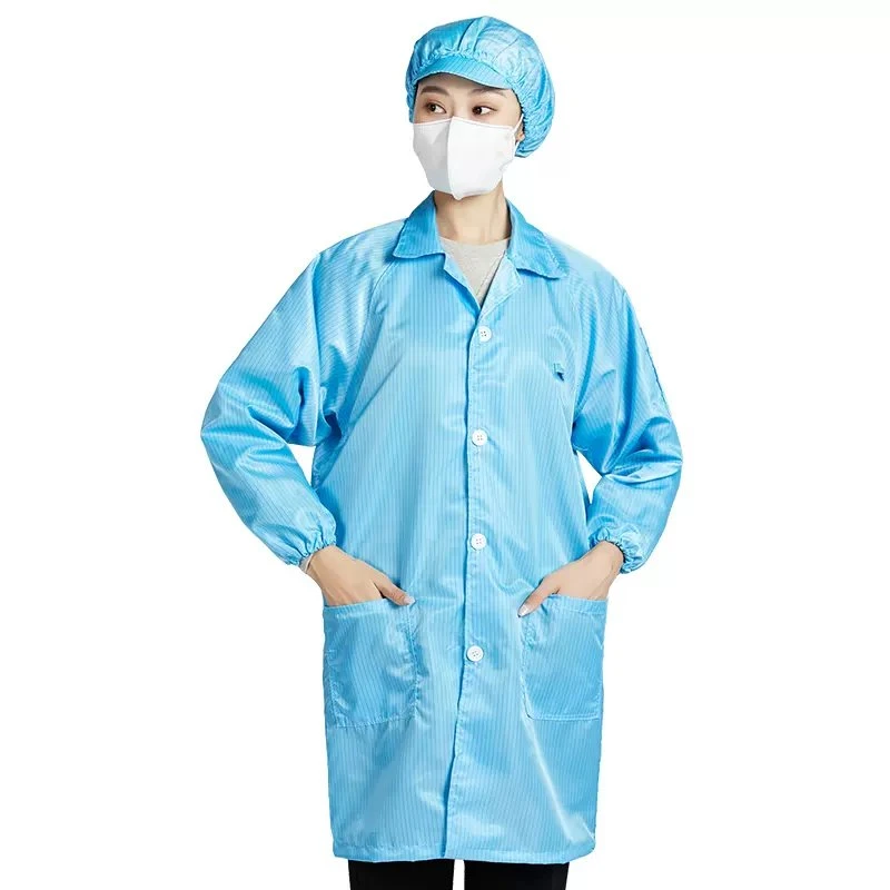 Leenol blue Strip Anti-Static Fabric Cleanroom Garments ESD Clothes Protective Coveralls Safety Suits Work Uniform