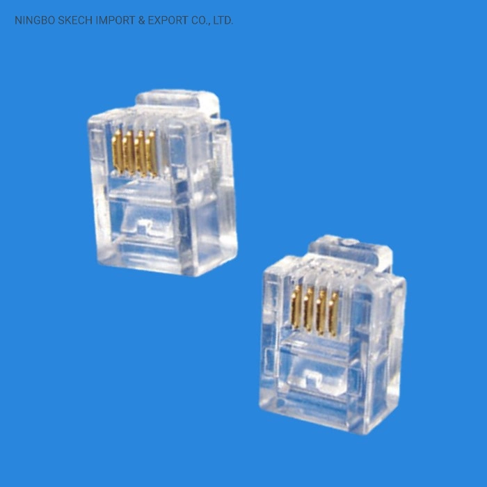 Rj11 Modular Plug Cat3 Voice Phone Connector 6p4c Telephone Modular Plug for Telephone Cable