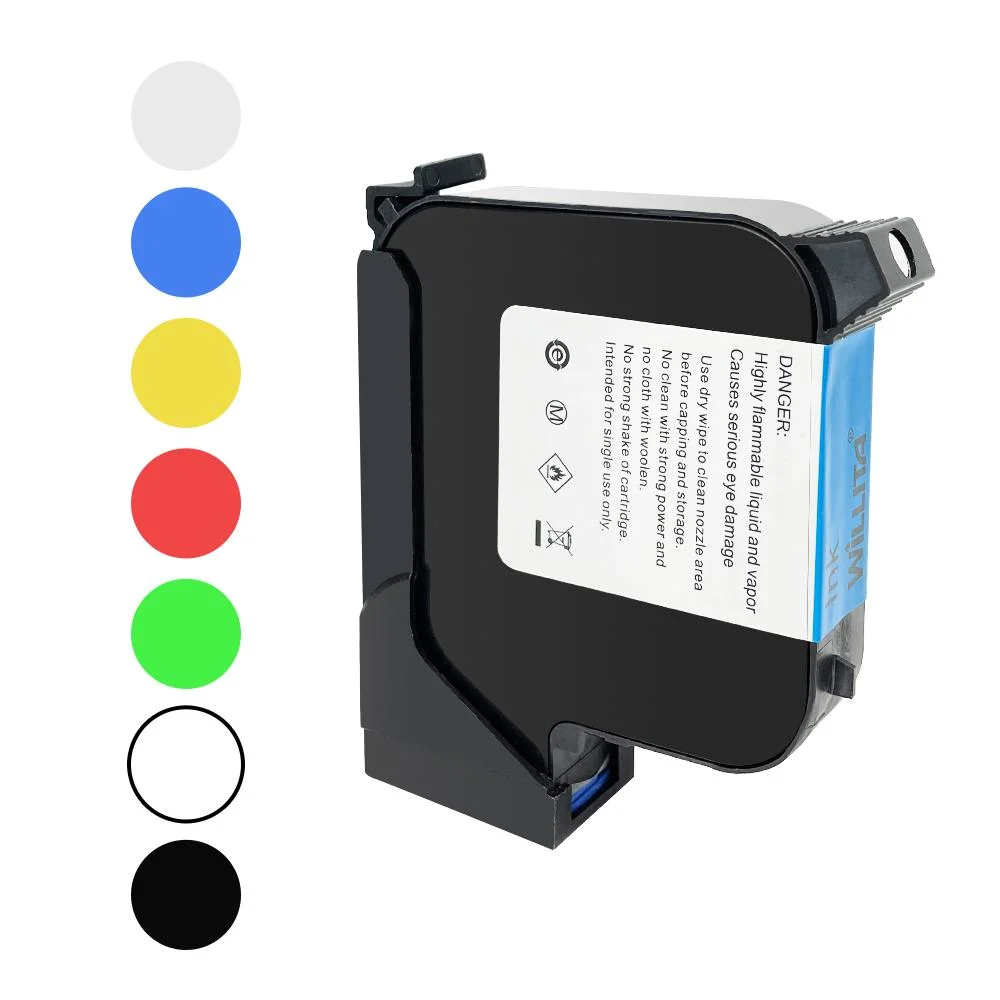 Black Ink Cartridge for Handheld Inkjet Printer 12.7mm-25.4 Printer Date Code Printing Machine