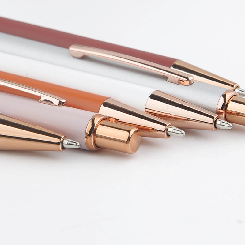 OEM Office Supplier Custom Promotional Rose Gold Slim Metal Pen