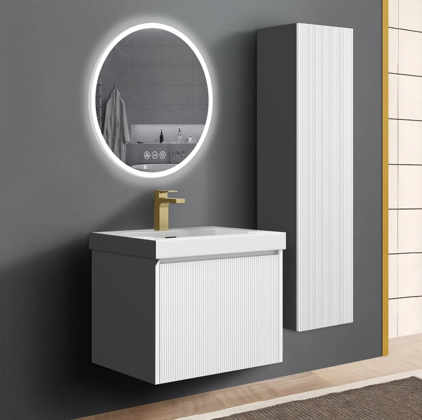 Nuevo diseño Home Hotel Mayoristas Baño moderno contrachapado montado en pared Cuarto de baño con tocador con espejo de lavabo