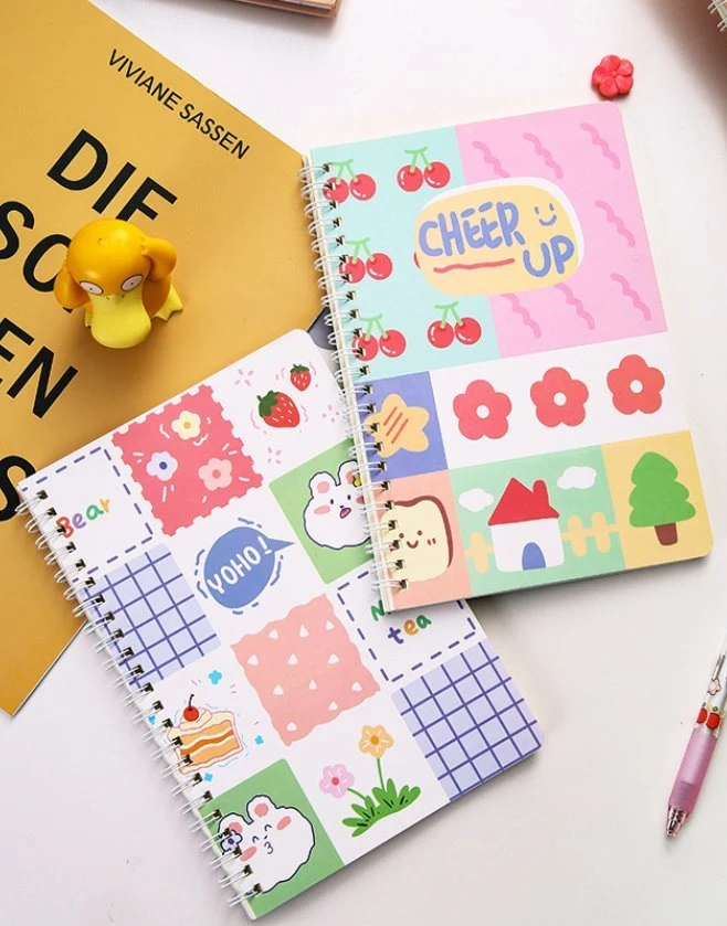 A5 Cartoon Color Printed Diary Book Lined Paper Spiral Binding Notebook
