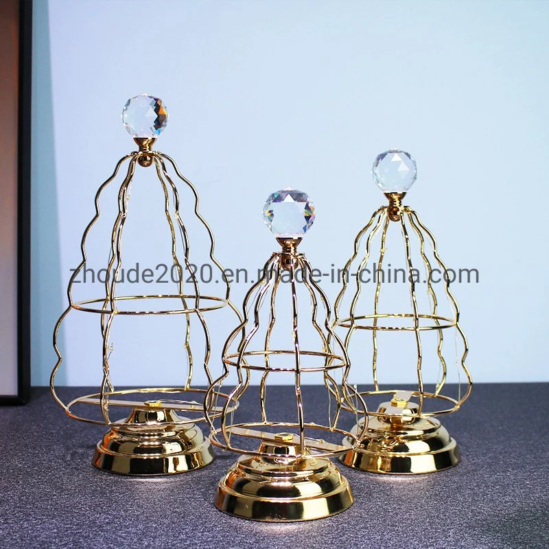 New Designed Metal Christmas Tree Crystal Top LED Copper Wire String Light Night Light for Home Decoration
