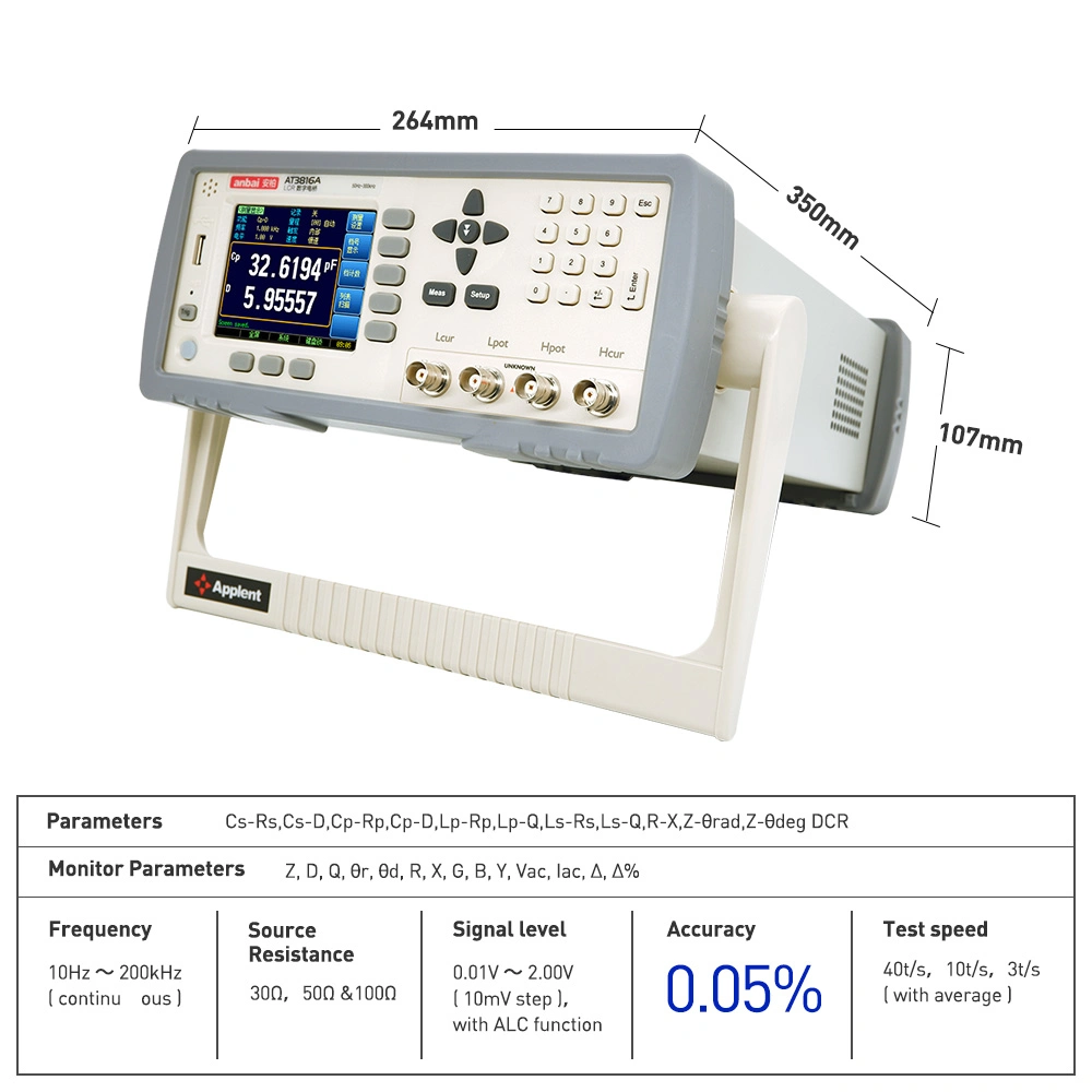 At3816b Applent 50Hz~200kHz Digital Lcr Meter Tester with 0.1 Accuracy