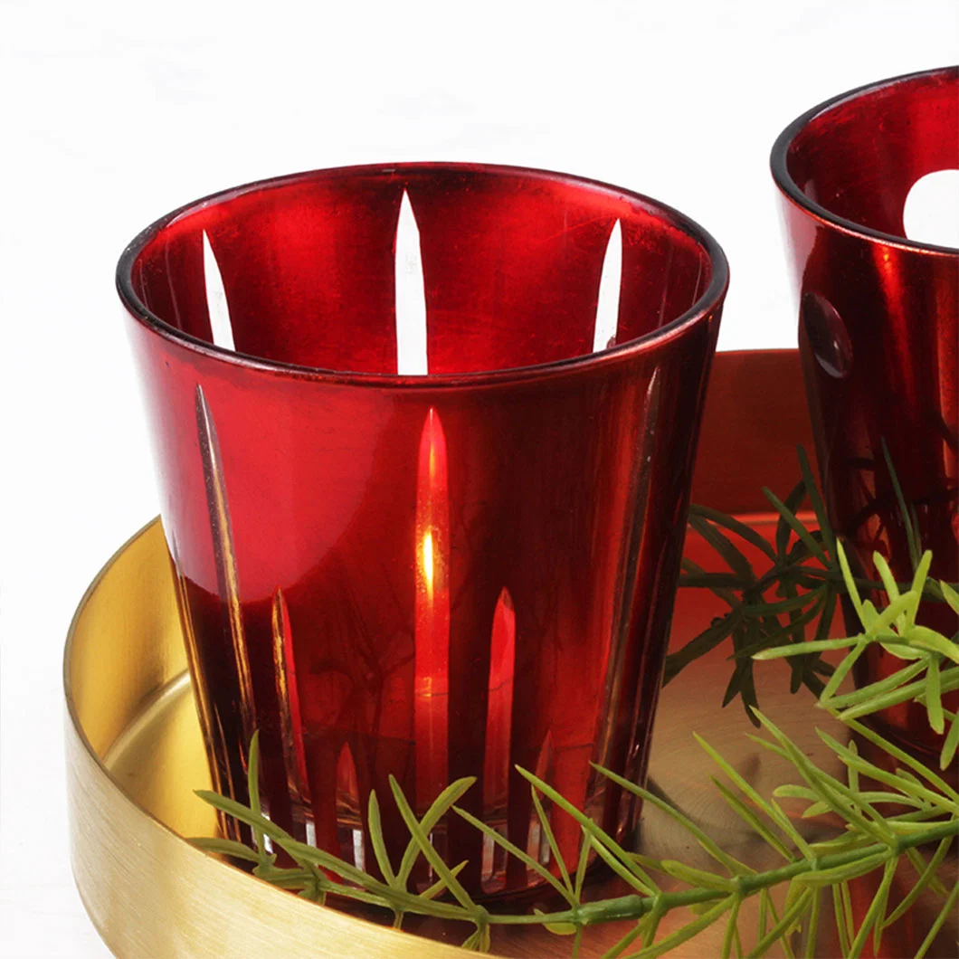 Valentine's Day Candlestick Decoration European Creative Romantic DIY Aromatherapy Cup Candle Red Glass Wedding Candle Decoration