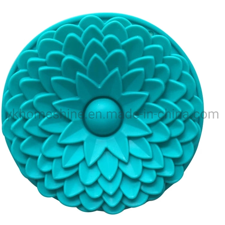 China Manufacture Big Size Round Shape Chrysanthemum Sunflower Silicon Cake Pan Mold