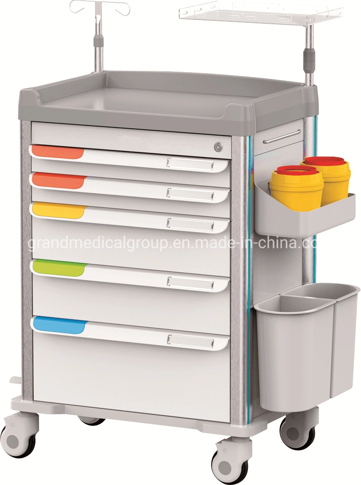 Emergency Trolley Medical Crash Cart with Drawers OEM Ambulance Equipment Prices Hospital Furniture Surgical Trolley with Drawers Medical Equipment Supplier