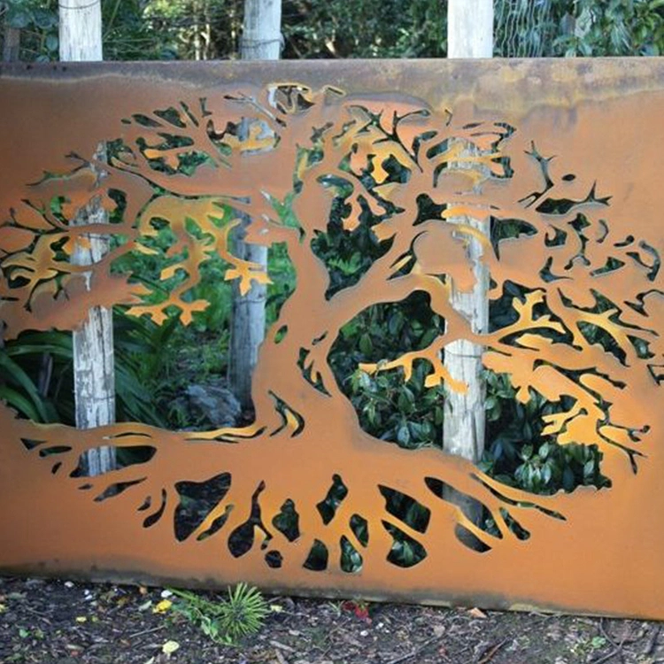 Decorative CNC Laser Cut Metal Panels Carved Corten Steel Garden Screen