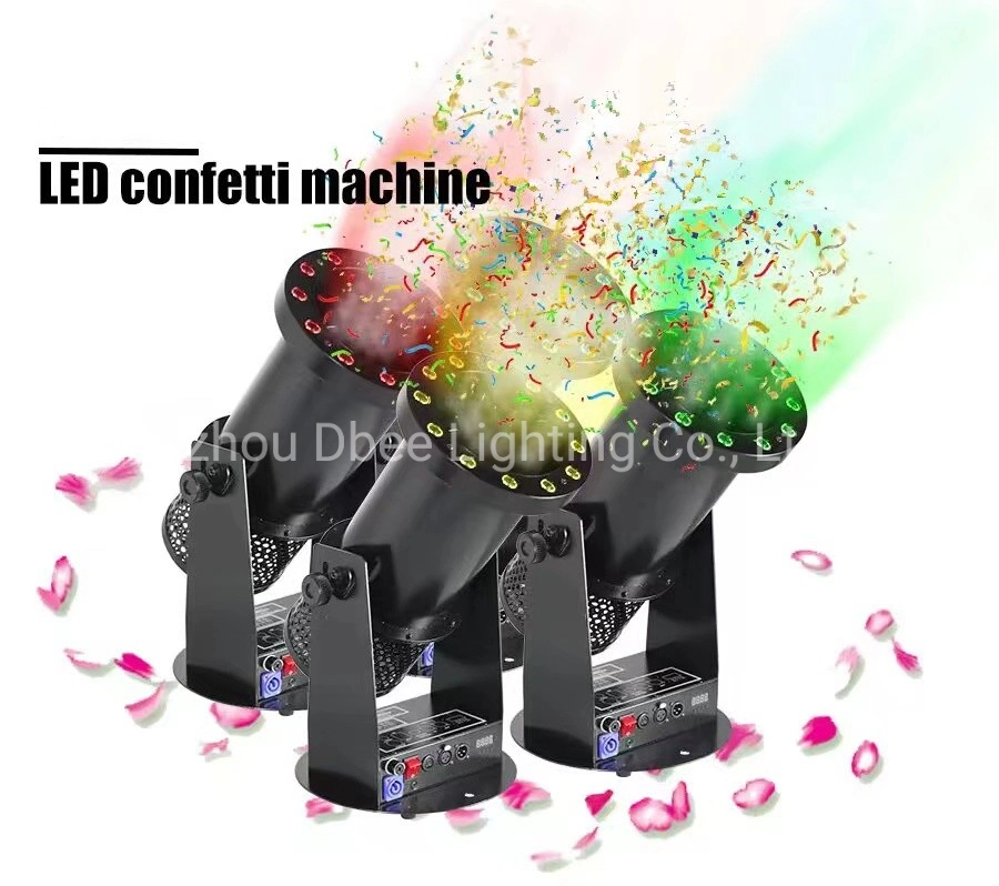 Stage Special Effects DMX 512 LED Confetti Blower Cannon Color Paper Launcher Machine Confetti Spray Machine DMX Remote 1500W LED RGB Confetti Machine