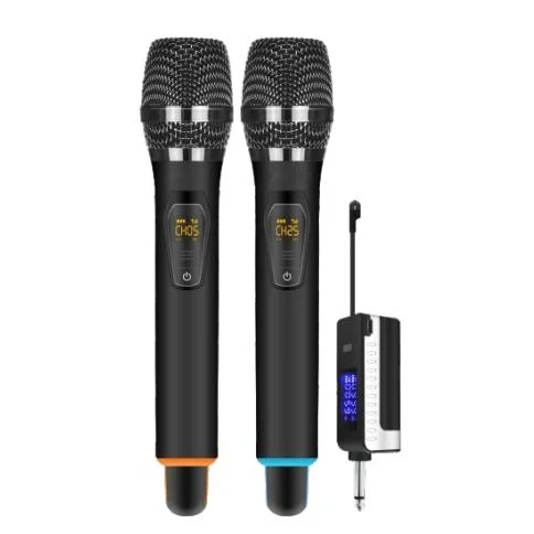 Professional 2 UHF Mic Microfone OEM Dynamic Handheld Dual Wireless Microphone for Sing