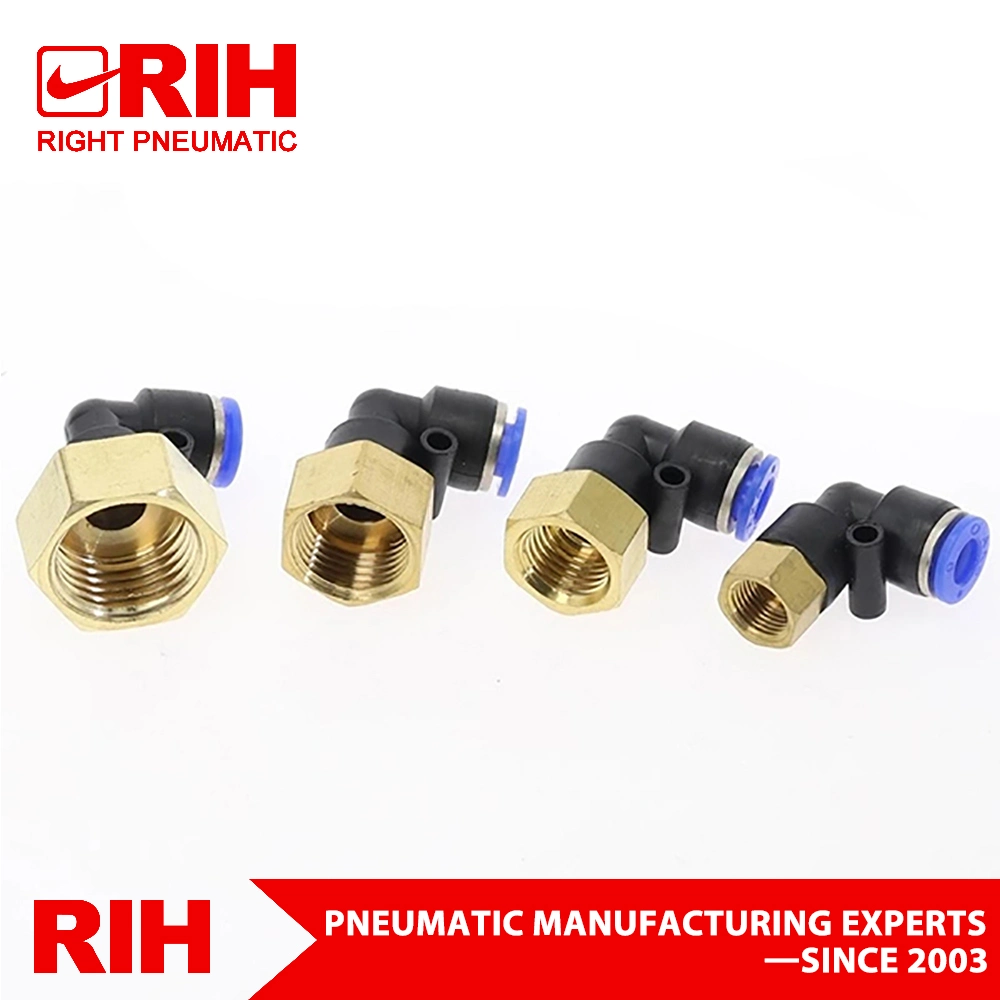 Male Thread Copper Air Pneumatic Right-Angle Threaded Joint Brass Nickel Plating on High quality/High cost performance  Plastic Quick Connect Fitting