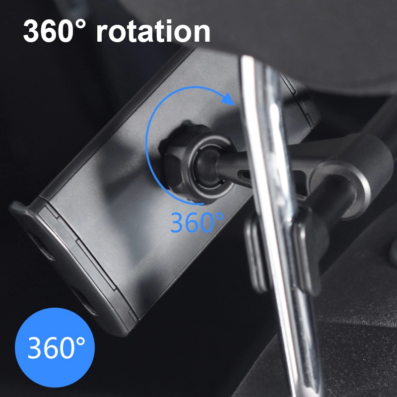 Lenuo Cl-26 360&deg; Rotary Car Headrest Bracket Phone Tablet Holder for iPhone iPad Max Width 20cm - Black