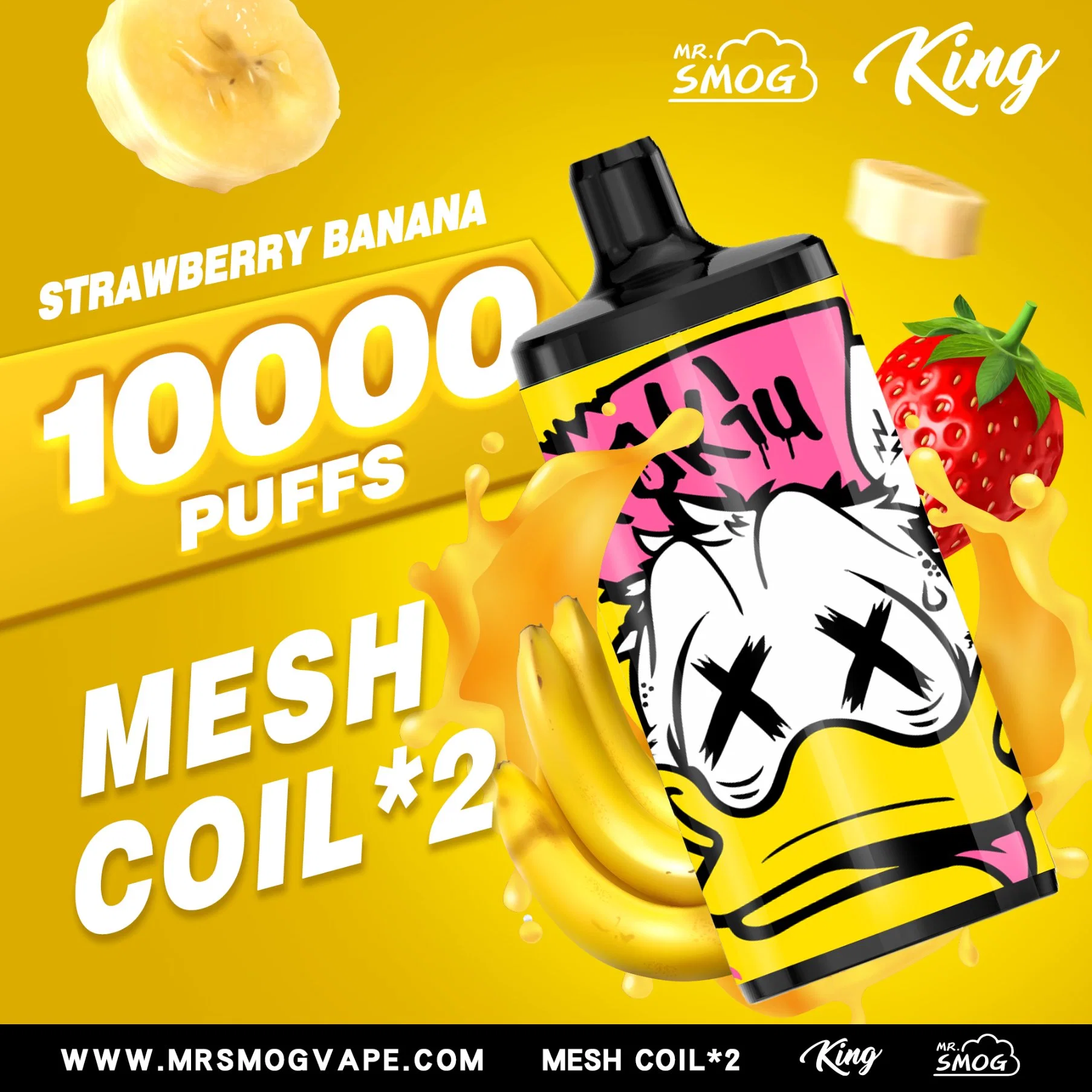 Großhandel/Lieferant Polen Saudi-Arabien Ägypten UK US Nicaragua Elektronische Zigarette Wiederaufladbare 20ml E Liquid MR Smog King 10000 10 Puffs Kiwi Passion Fruit Guava Aromen