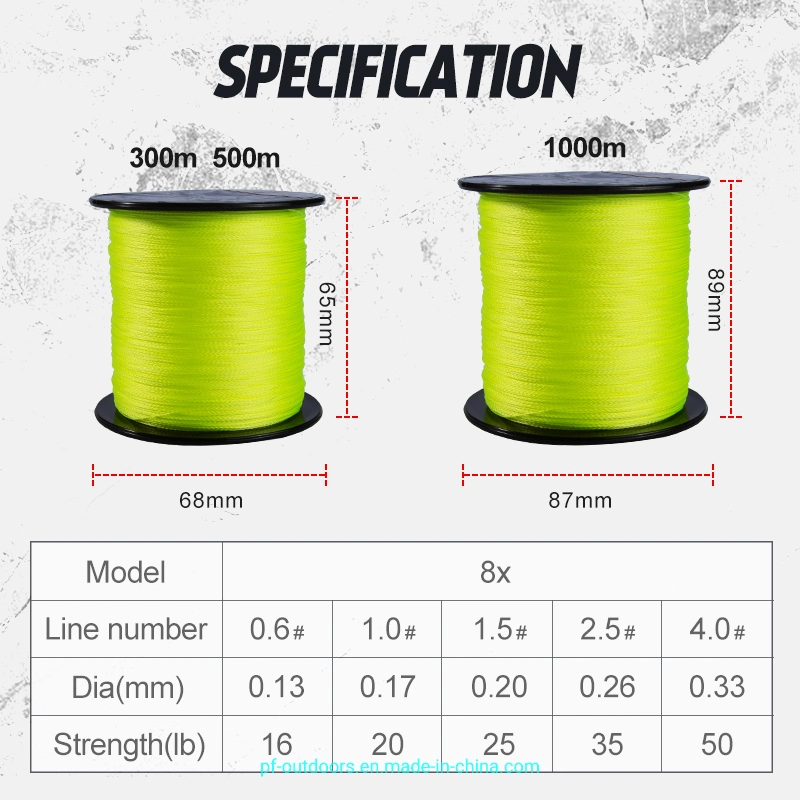 4 Braided 8 Braided Fishing Line 300m 500m 1000m PE Braid Line 16 25 35 50lb Powerful Fishing Line