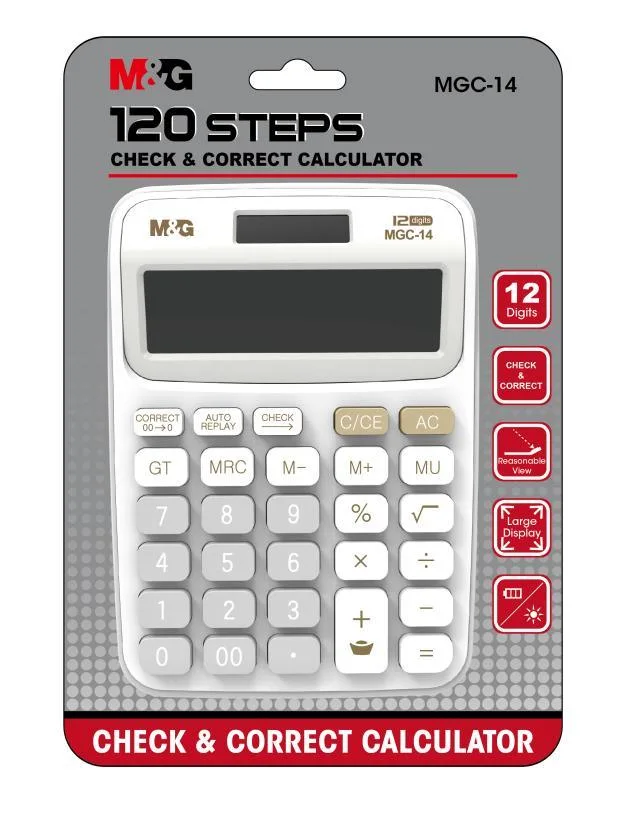 M&G School Office Business Stationery Examination 120 Steps Check & Correct Calculator 12 Digits