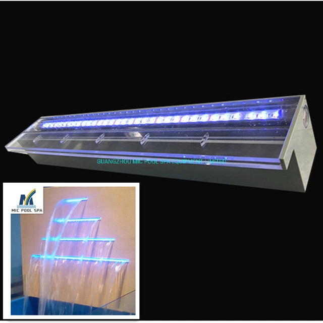 RGB LED Light Acrylic Spillway Water Curtain Pool Fountain Swimming Fountain