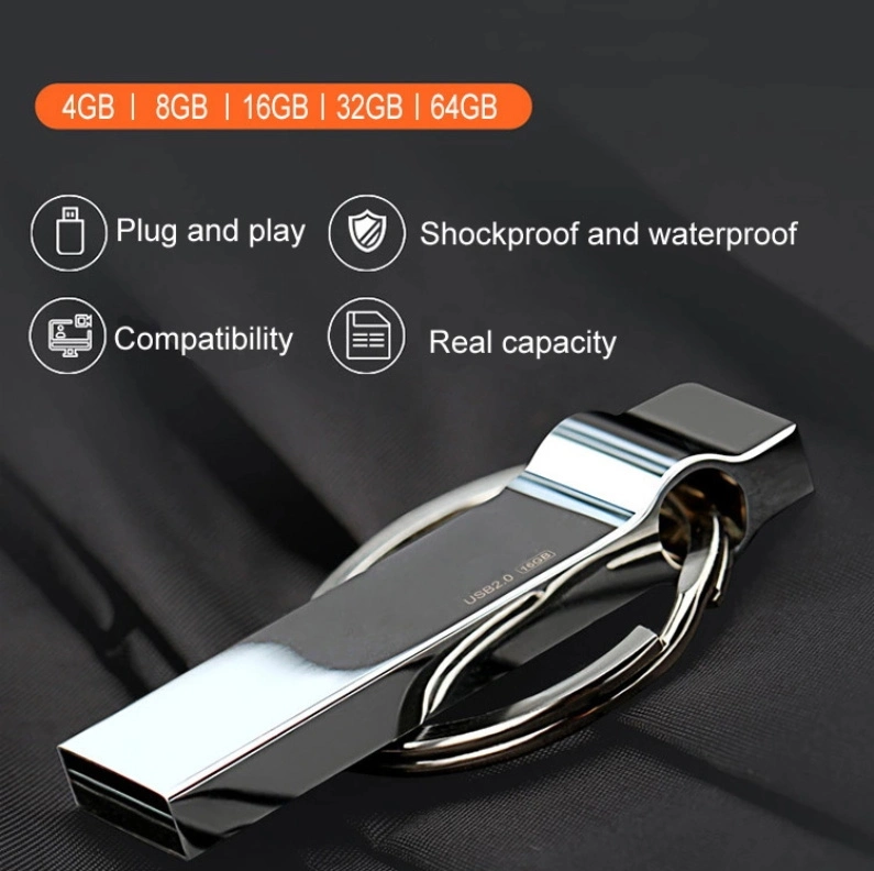 Gift USB 2.0 Flash Drive 4GB 8GB 16GB 32GB 64GB Key Ring Custom Logo Pendrive