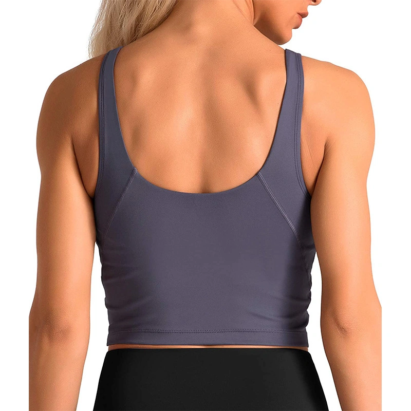 Sutiã de desporto personalizado de suporte médio Yoga Bras Gym Running para mulher Partes de cima de alças de treino nylon spandex Yoga Wear sutiã de desporto de fitness