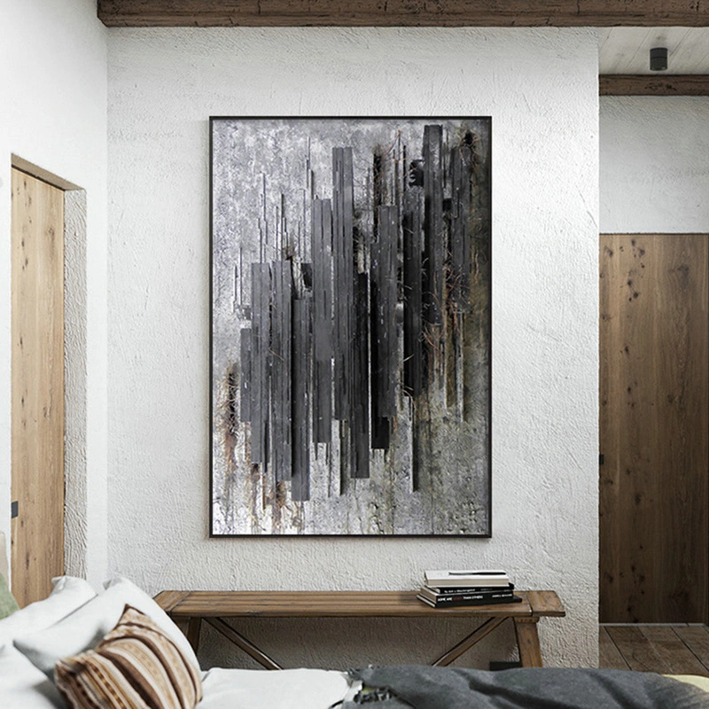 Modern Black and White Industrial Style Creative Abstract Oil Painting Mural Wholesale