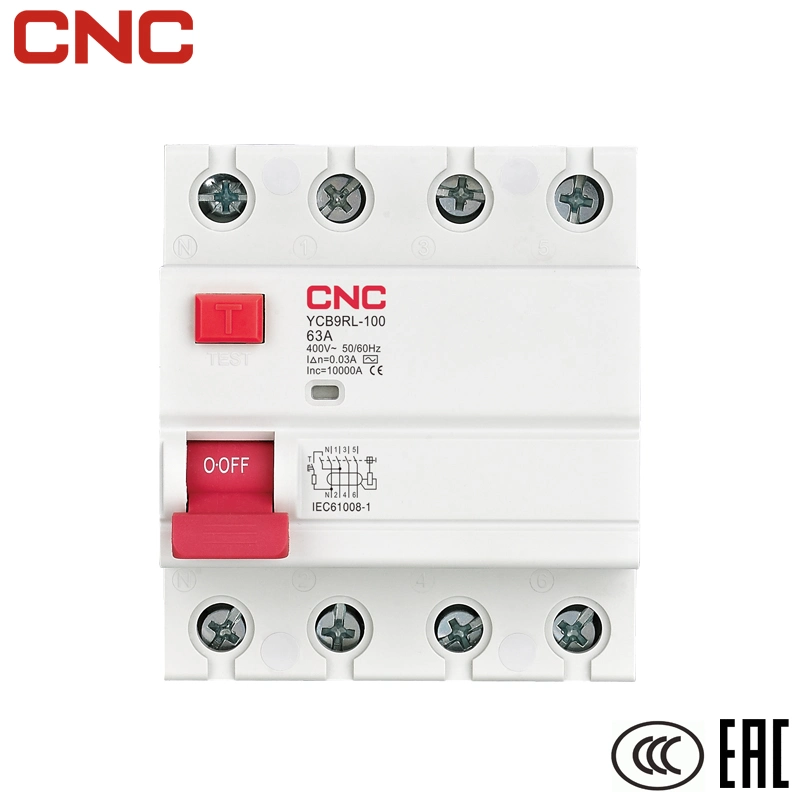 CNC Ycb9rl-100 Series Power Supply RCCB MCB 4 Pole 30A 32A-RCCB 2p Miniature Circuit Breaker