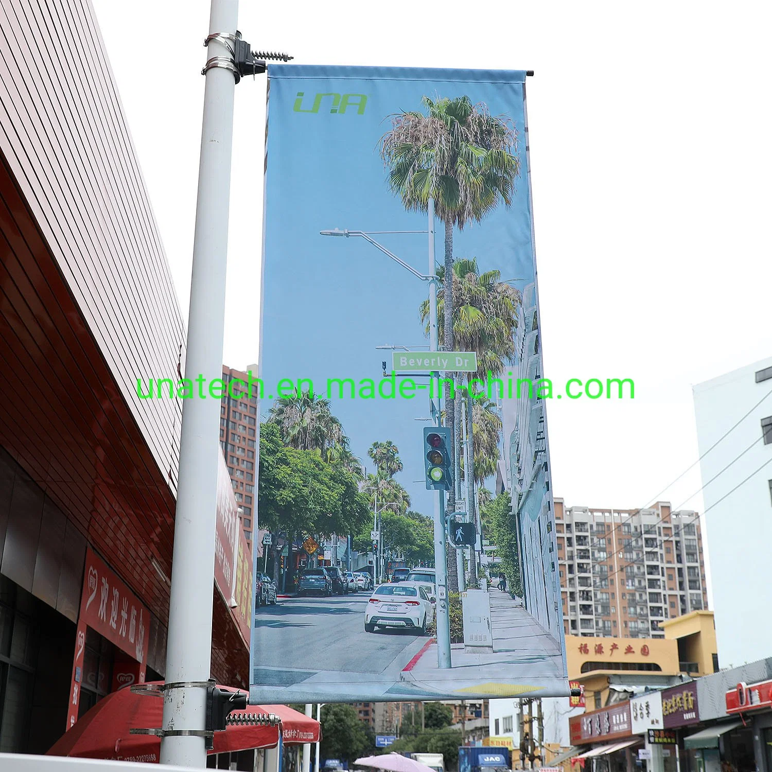 Outdoor Flag Saver Inox revestido Banner Hanger Commercial Highway Suporte de posters com poste