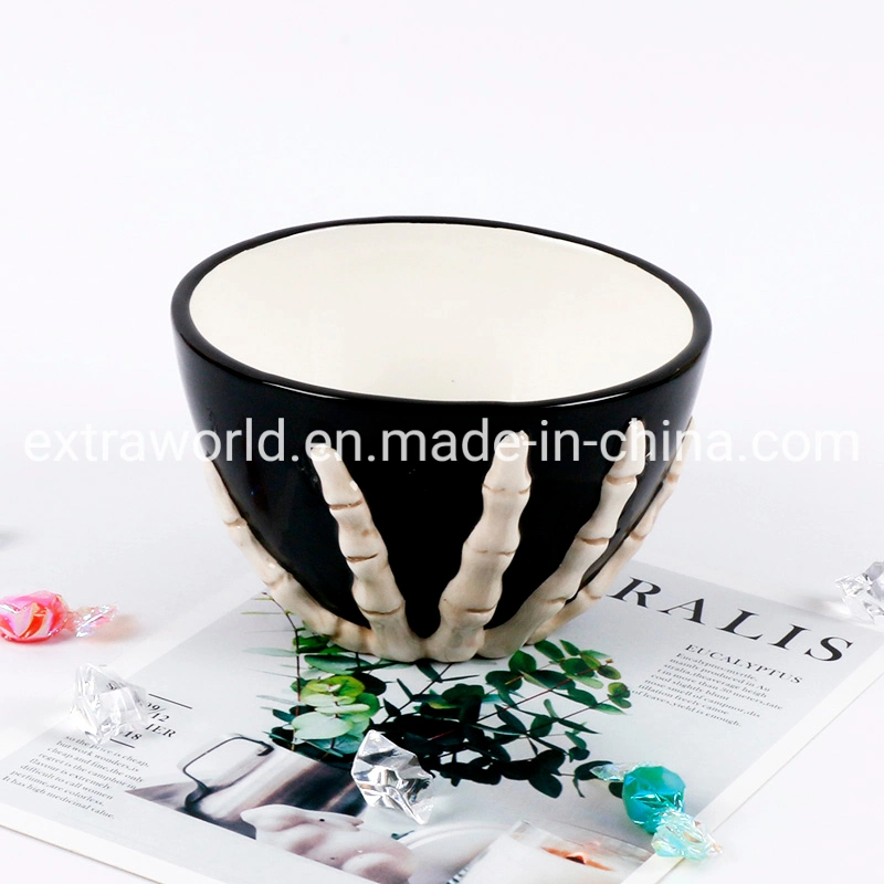 Esqueleto Handpainted cerâmica Taça mão louça Bowl Promoção Jantar Set