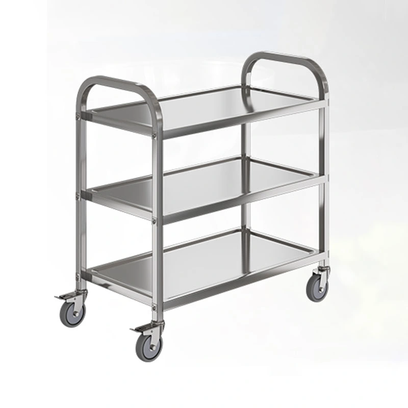 new product stainless steel two layer hand push trolley for transport and delivery of food