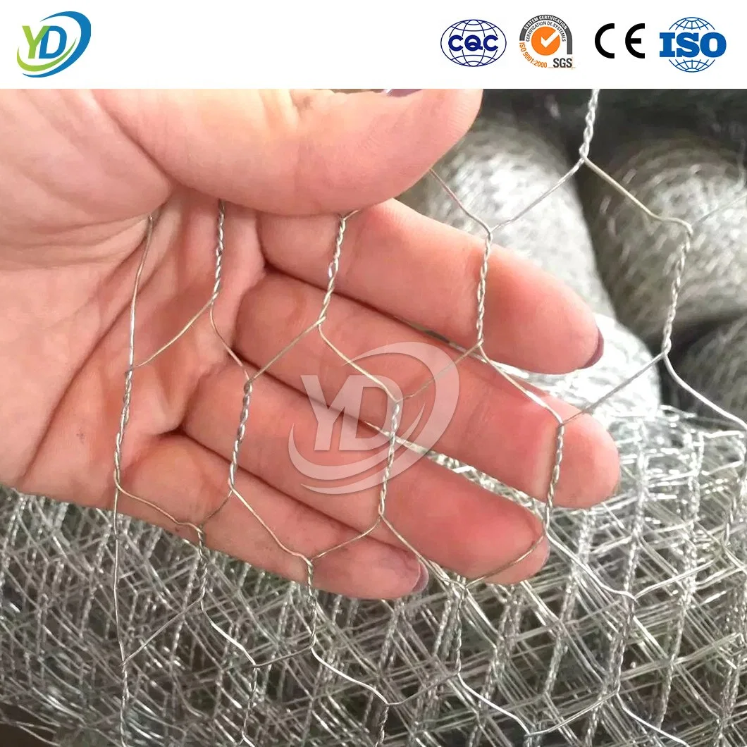 Yeeda PVC beschichtetes Drahtgitter 1 4 Zoll Herstellung China 1,8mm-4,5mm Durchmesser Edelstahl-Sechskantgeflecht für Gabion 100 X 50