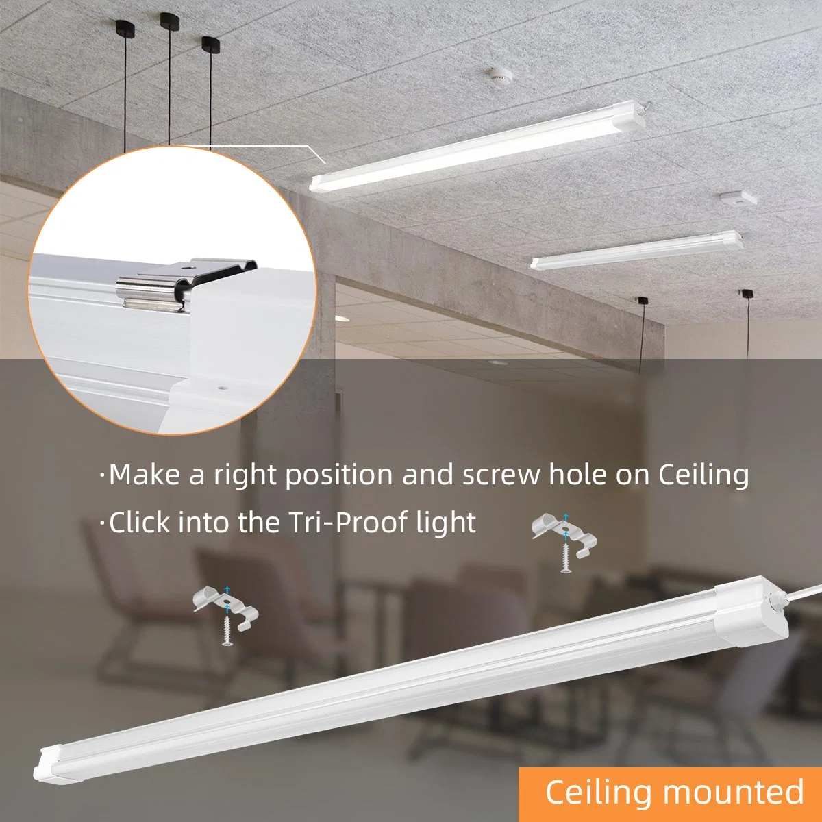 China High quality/High cost performance  and High Efficiency 6000K Aluminum Pendant Light LED Linear Ceiling Shop Light