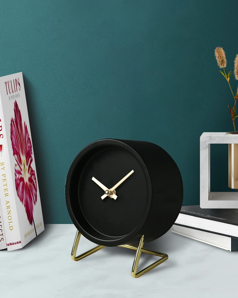 Mesa de hierro negro Reloj de sobremesa para la vida Decoración reloj de mesa de hierro