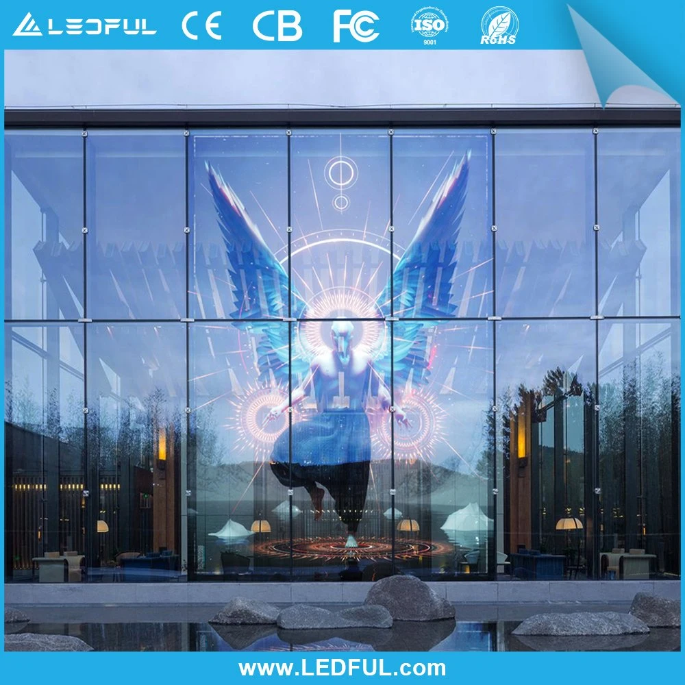 High Brightness SMD Glass Flexible Curtain Adhesive Real Estate Agent Window Ultra Thin Film Transparent LED Display