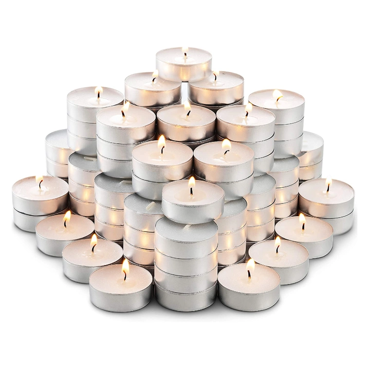 Nenhuma novidade Fragrance Venda completa Branco TeaLight Candle Tea 8 Hora de tempo de queima Mini TeaLight Candle com caixa de oferta