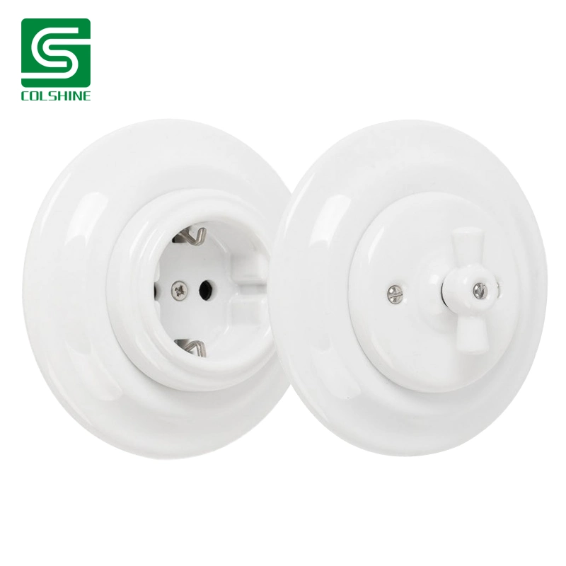 Retro Ceramic Switch Recessed Mounted 250V Wall Switch