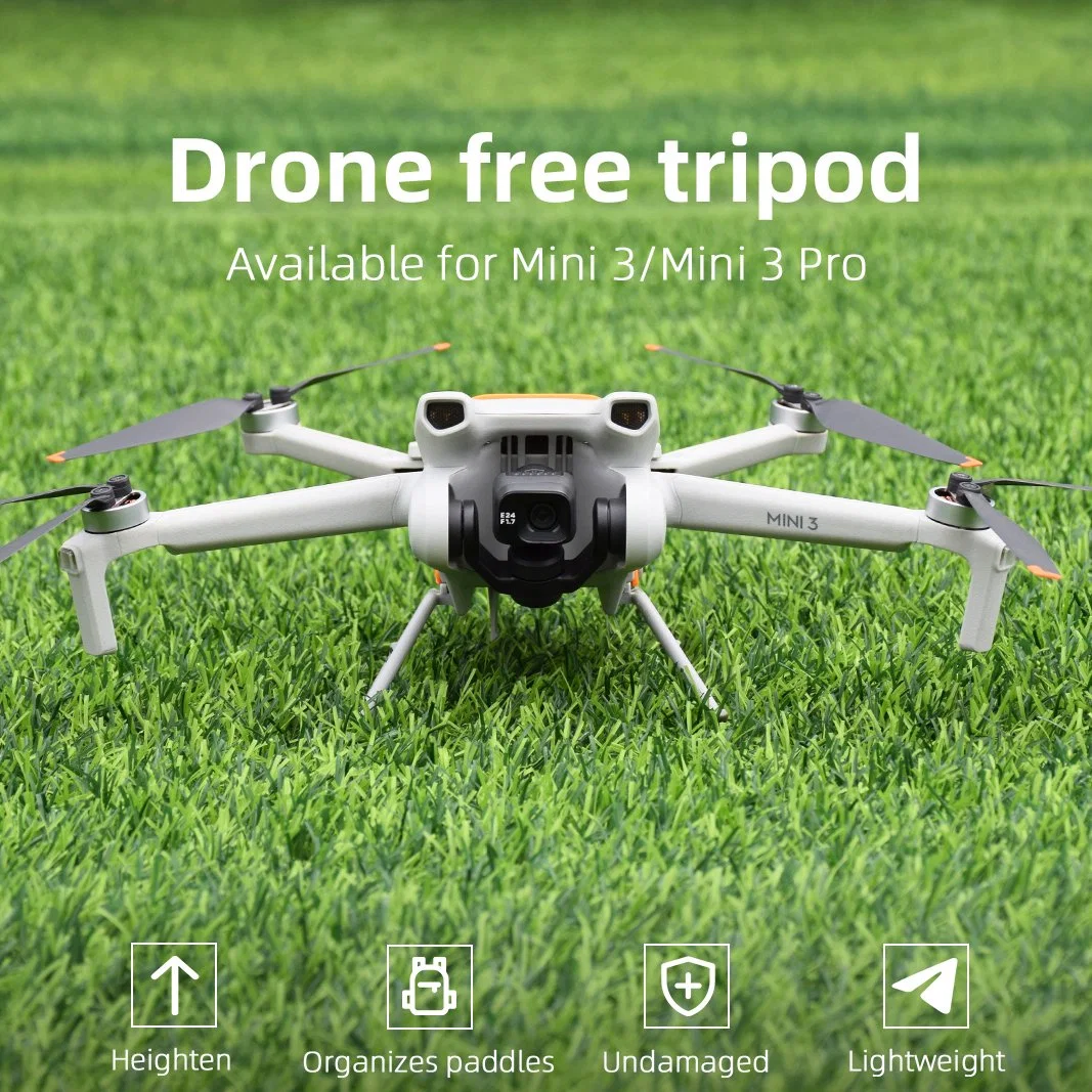 قابلة للطي لـ DJI Mini 3 / Mini 3 PRO مطول ارتفاع نظام الكبح المانع لانغلاق العجلات (ABS) لترس الهبوط مع شريط السليكون - رمادي