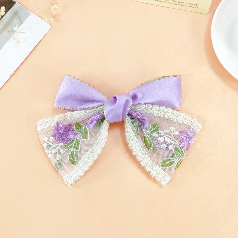 Le Clip à ressort de broderie de dentelle Top rétro Clip Bowknot Hair Clip goupille en U