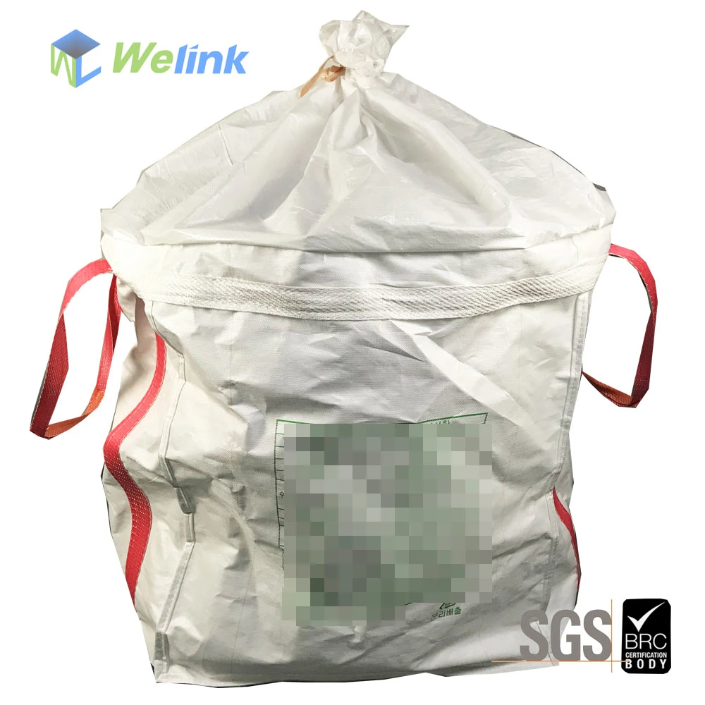 Duffle Top FIBC Bulk Bag with Flat Bottom 1 Ton Jumbo Bag