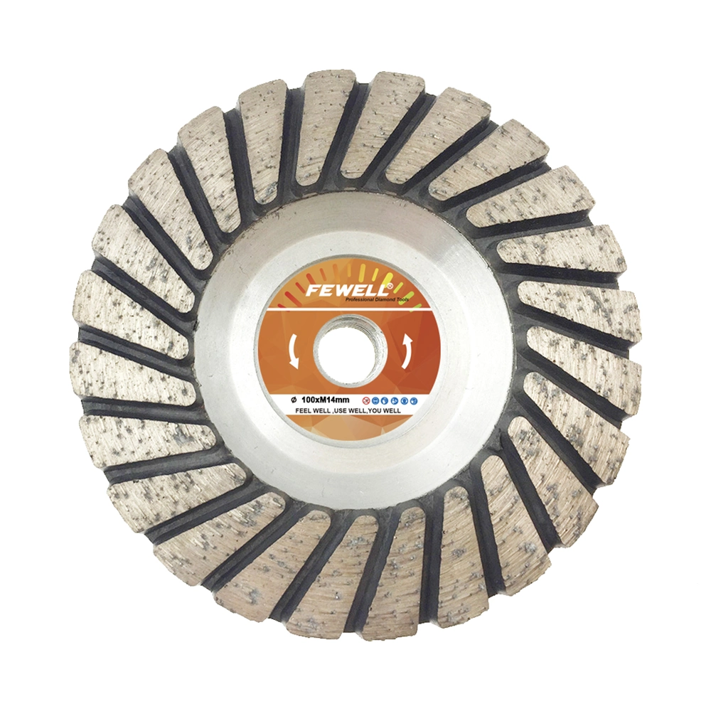 Hot Press Sintered 4inch 100*M14 Thread Aluminum Base Diamond Turbo Cup Wheel for Grinding Granite Concrete