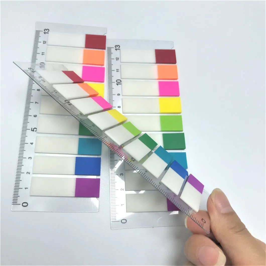 Fournitures de bureau en gros rayure papeterie Rainbow fluorescence transparente Bloc-notes Notes adhésives en plastique