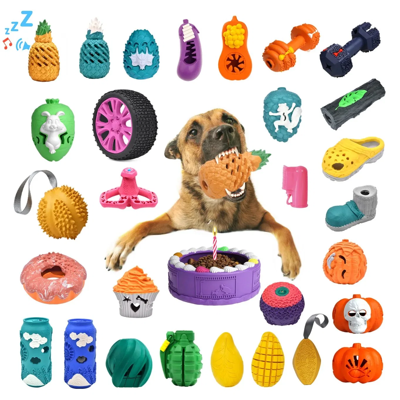 Modern Manufacture Indestructible Leakage Hiding Food Bite Pet Chew Dog Toy