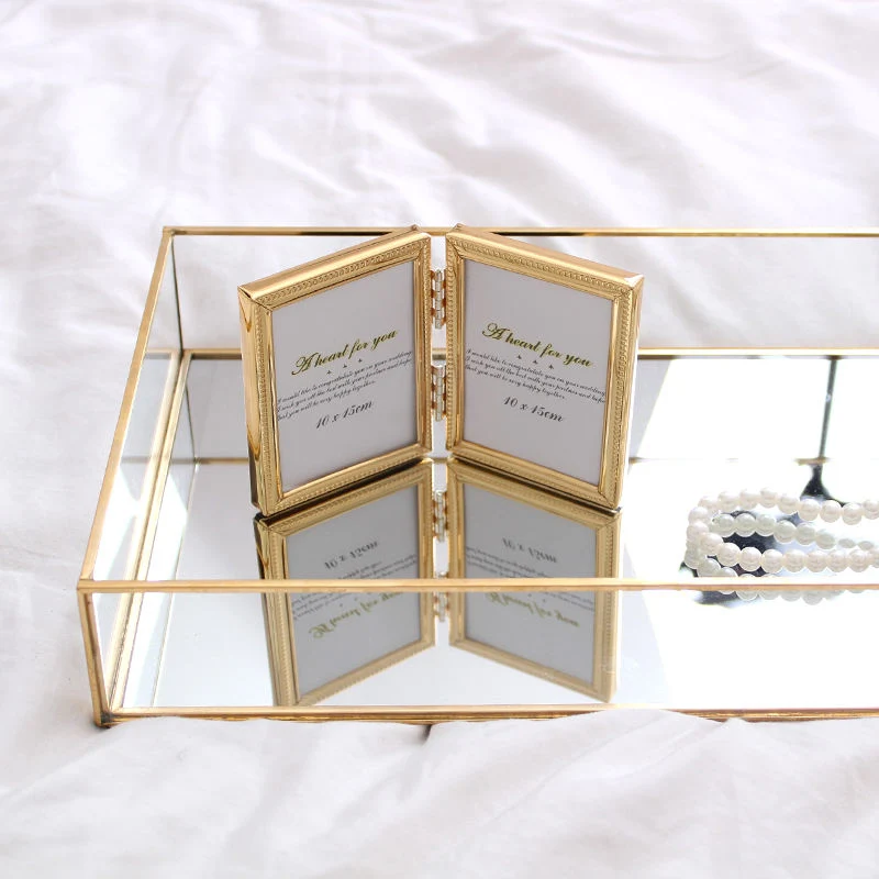 Promotional Ornament Gift Golden Foldable Desktop Furniture Decorative Photo Frame