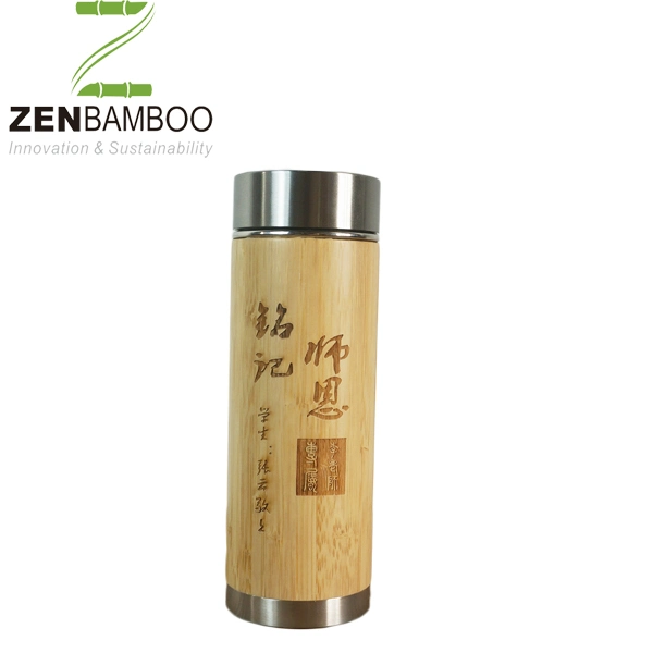 450ml Double Wall Bamboo Stainless Steel Bottle for Drinking