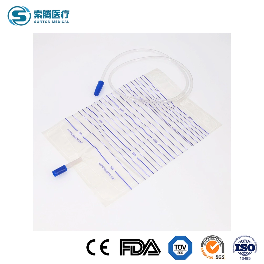 Sunton Urometer Bag China Suppliers CE Disposable Urine Bags Travel Disposable High quality/High cost performance  Catheter Bag Women Medical PVC 2000ml Urine Drainage Bag with Valve