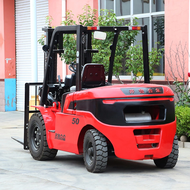 Carro elevador de equilíbrio de gasóleo para veículos industriais com transmissão hidráulica a GPL de 5 toneladas Para Venda