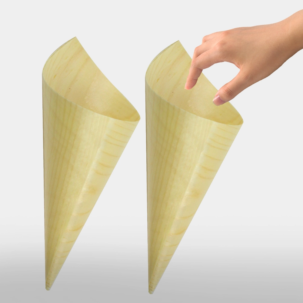 Directa de Fábrica de madera desechables cono de helado cono Sushi cono Snack