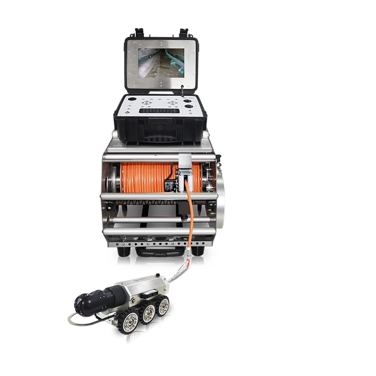 360 Degree Rotate Industrial Sewer Pipe Inspection Crawler Robot Camera for 230~3000mm Pipeline