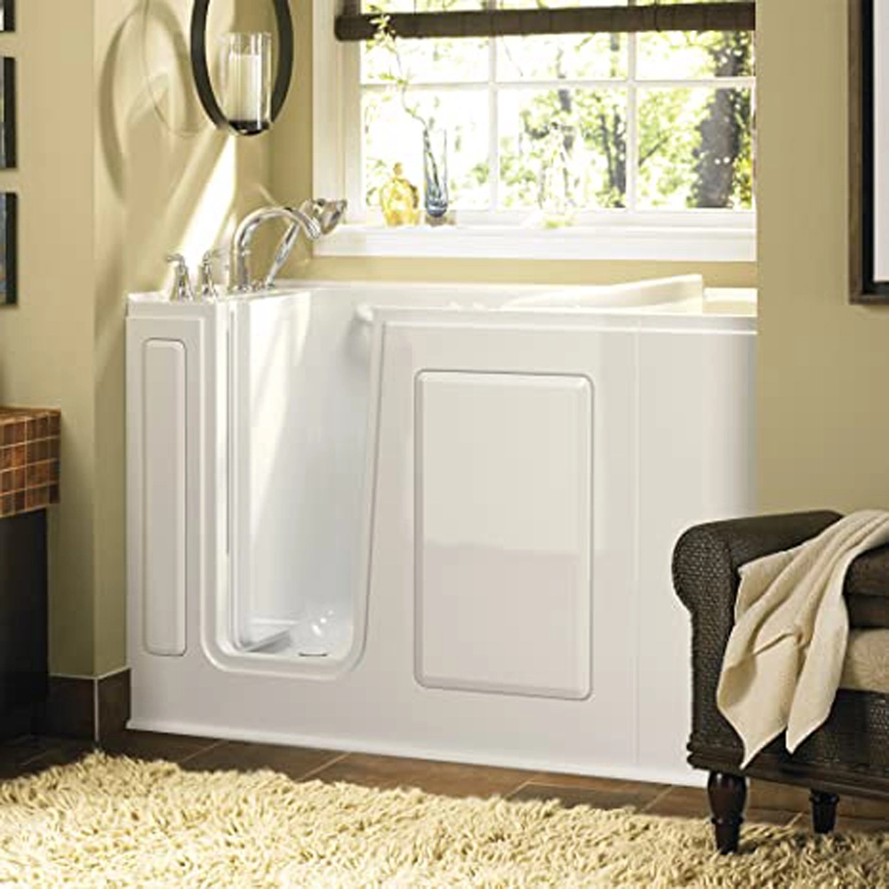 European Style Walk-in Rectangular White Acrylic Freestanding Bathtub with Dual Massage System