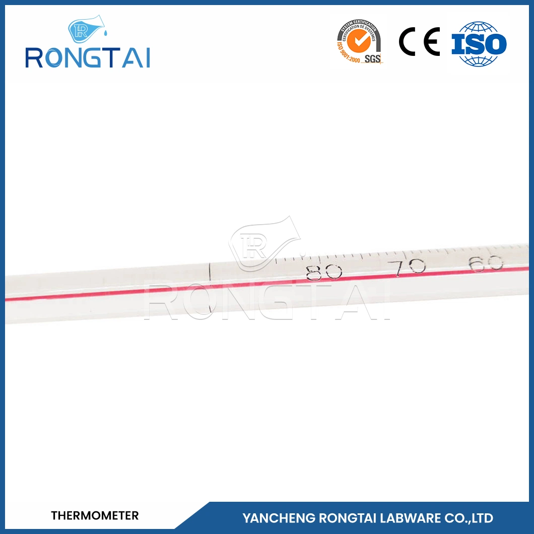 Consumibles compatibles Rongtai Termómetro proveedores utiliza en el laboratorio China termómetro de vidrio con líquido rojo