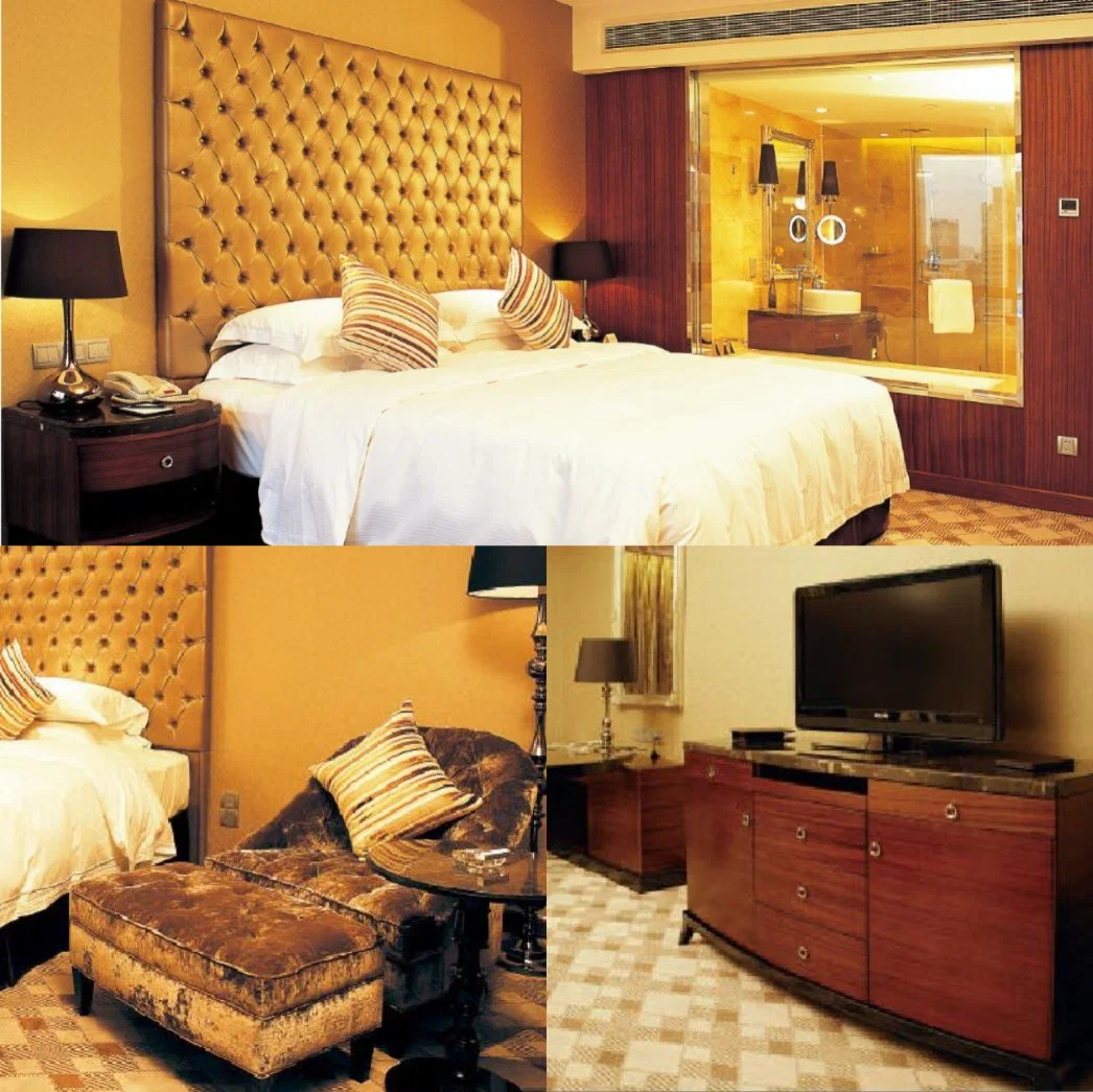 Professional Customization Luxury King Size 5 Star Modern Solid Wood Hotel Bedroom Furniture (GL-00002)