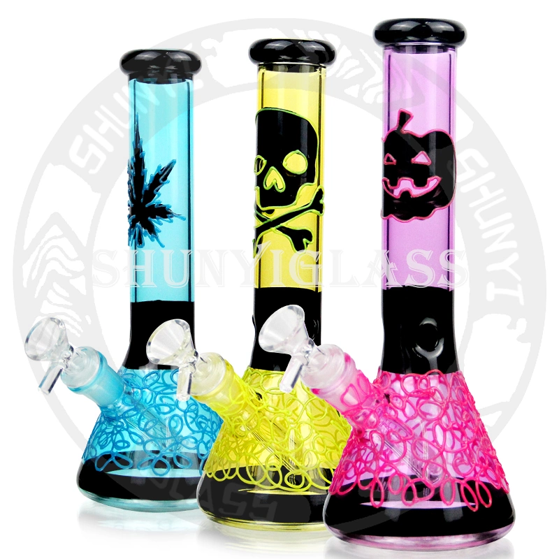 10 Inches Hand-Drawn Products with Luminons Decals Glass Water Pipe Smoking Water Pipe DAB Rig